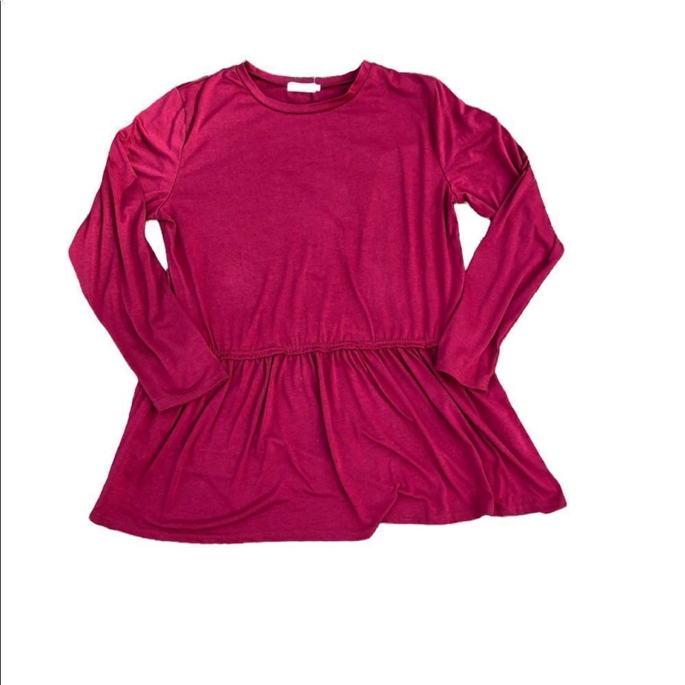FOR G AND L Red Peplum Long Sleeve Blouse Size XL